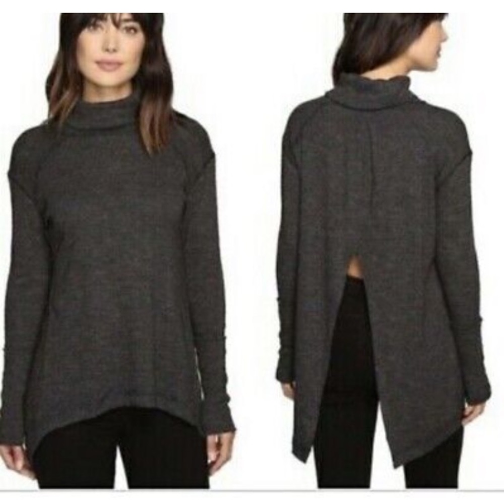 Free People Split Back Turtleneck Top size M